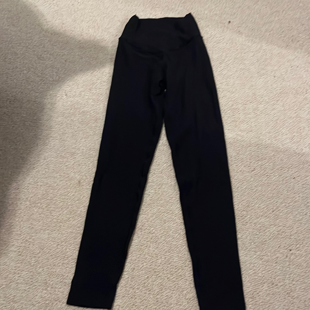 Aerie cross over waffle knit black leggings.